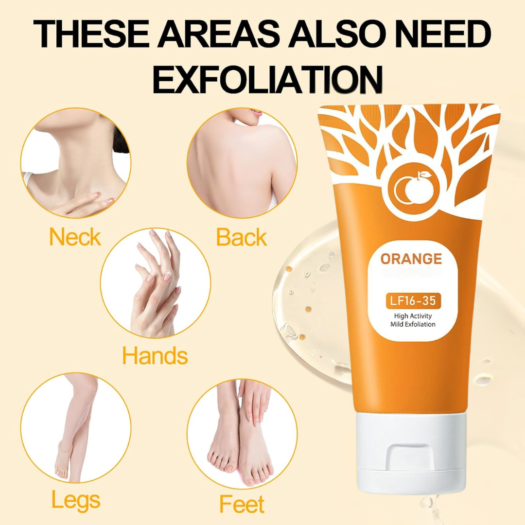 Orange Exfoliating Gel with Botanical Fibers & Jojoba Oil - Gentle Deep Cleansing for Face & Body