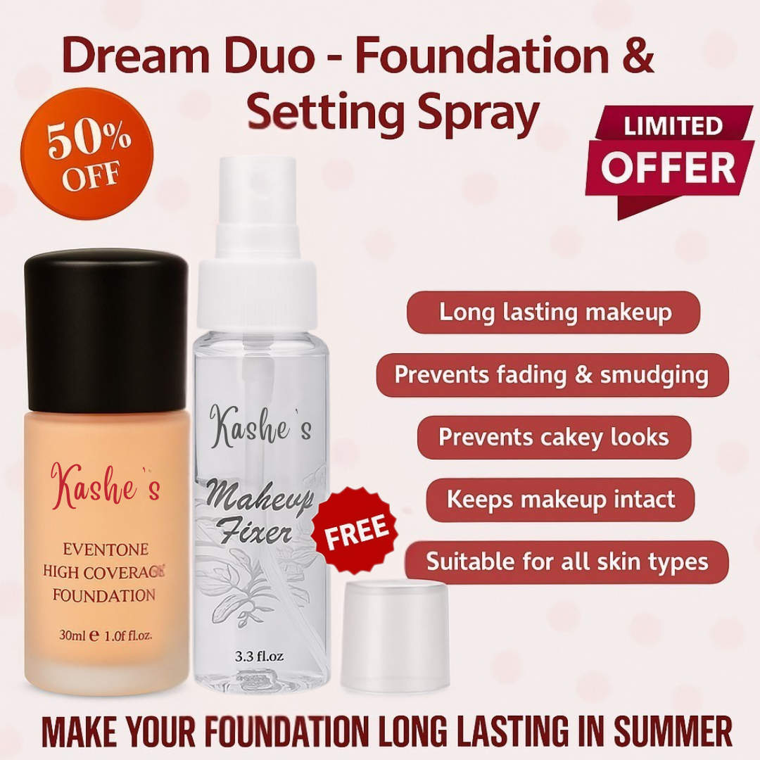 Dream Duo Kashe Eventone High Coverage Foundation with Setting Spray